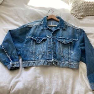 Free people cropped denim jean jacket